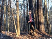 19 year old Jesse Gold jerks off in the woods in cowboy boots, denim, and flannel