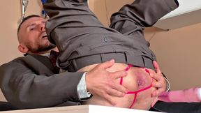 Horny Gentleman in Suit and Tie Gets Fucked on the Table