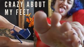 ► CRAZY ABOUT MY FEET - dangling & POV footjob