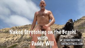 Naked Stretching on the Beach