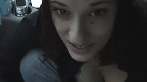 A stunning brunette babe masterful blowjob on a small dick