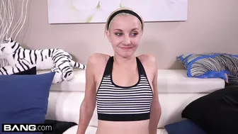 Fit blonde teen Jade Amber fucks in public POV