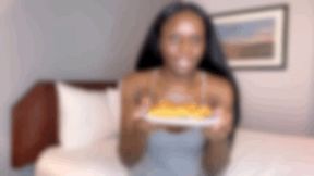 Eating pizza and burping