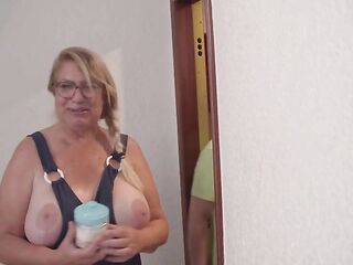 Breasty aged woman, Senora Fina, wishes sex and asks neighbour for assist during the time that exposed