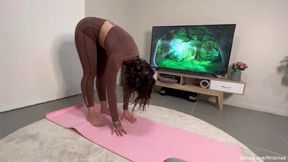 Mr LDN Lad corrects his girlfriend's Yoga stance while deeply penetrating her perfect tight pussy