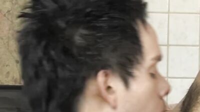 Adorable twinks dick sucking and fucking hard in the kitchen