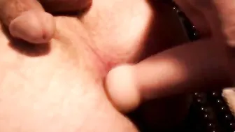 Crossdresser twink gapes his ass and cums hard with toys