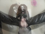 Amber Mei Neil - Black Latex Catsuit Self Piss In The Shower