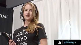 Girlsway - secretary Octavia Red’s lustful stare kindles Kenna James’s Sneaky Sex before interview