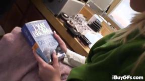 ”Big Titted blonde strips off”