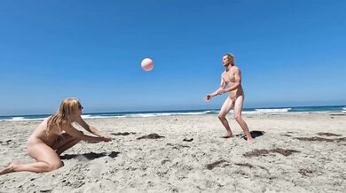 Fit Blonde Amateur Couple Gush On Public Nude Beach Nudist Vlog
