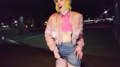 Punk fishnet skingirl gets pounded hard in public outdoor
