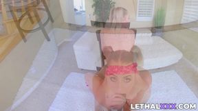 Blonde Kyler Quinn gives me a sloppy blowjob before intense sex