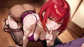 redhead playing alone on the floor at midnight... heels & stockings stay on!