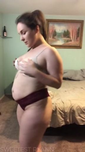 Pretty BBW MILF Strip Tease w/ Toys &amp; Cums Riding BBC Dildo