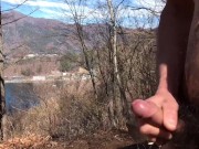 Public Masturbation in mountain in the lakeside - Hairy Asian