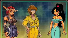 Redhead Princess Jasmine Takes Monster Girls' Dick In Harem Anime Adventure