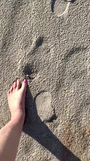 Comparing Size 16 Feet to Sand Prints at the Beach
