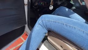 The sexy girl Amber can't start the old Chevette.