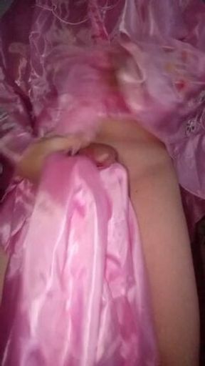 Cum in Pink Satin Mukenah