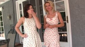Beverly and Dharma are serving up a steamy game of Strip Pool Football Toss