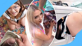 Oiled Up Beauties Gracie may Green & Tara Ashley Take Turns Riding Big Fat Dick