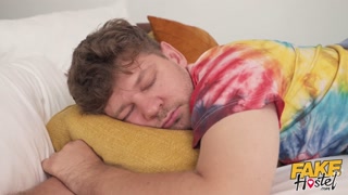 Fake Hostel - Young college babes lick each other before big cock threesome with squirting orgasms