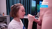 Stepsister lost a wish in rock-paper-scissors. Her first blowjob.