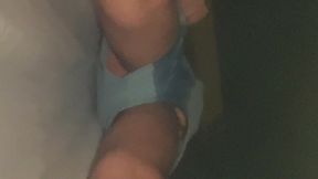 amateur boy wetting his light blue undies. pov (filmed from underneath)