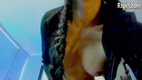 big boobs transgirl jerks off her big cock on webcam