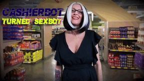 Cashierbot Turned Sexbot-Robot-Fembot-blank stares- freeze- humor- transformation- sci fi-