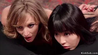 Blonde and Asian Slaves Endure Rough Anal Domination in Hardcore Threesome