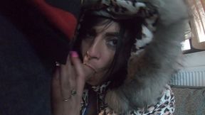 milfycalla face fucking and cumming over my glossy puffer jacket linner