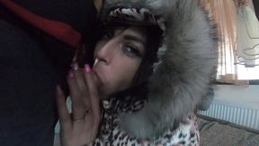 milfycalla face fucking and cumming over my glossy puffer jacket linner