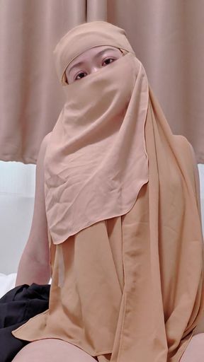 POV: Hijabi Girl Sensual Black Abaya Tease.   Clip 3
