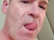 Squiring a big load into my face and mouth