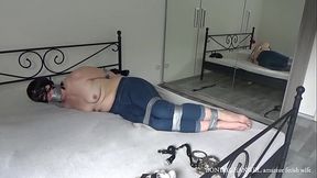 Slave wife in slippers, part: '_Tape bondage'_