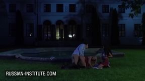Secret outdoor trio with 2 gorgeous teens