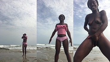 Crazybitch shows off skin without clothes at the beach