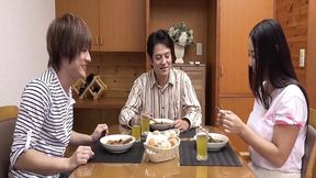Blowjob and gangbang with horny&#x1F975; teacher's student and me, her ex's wife, in the kitchen