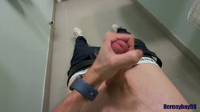 Public toilet - horny jerk off &amp; cumshot