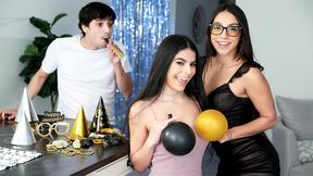 ”Booty Latin step sister & teen bestie fuck step brother on New Years”