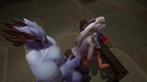 redhead elf has bsdm threesome sex in a dungeon - warcraft parody