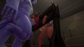 redhead elf has bsdm threesome sex in a dungeon - warcraft parody