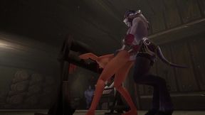redhead elf has bsdm threesome sex in a dungeon - warcraft parody