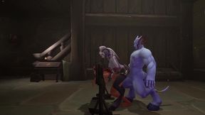 redhead elf has bsdm threesome sex in a dungeon - warcraft parody