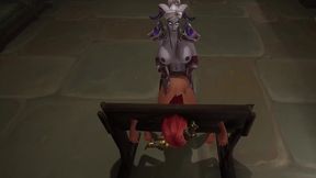 redhead elf has bsdm threesome sex in a dungeon - warcraft parody