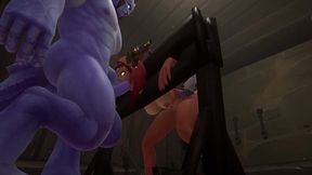 redhead elf has bsdm threesome sex in a dungeon - warcraft parody