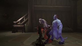 redhead elf has bsdm threesome sex in a dungeon - warcraft parody