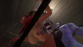 redhead elf has bsdm threesome sex in a dungeon - warcraft parody